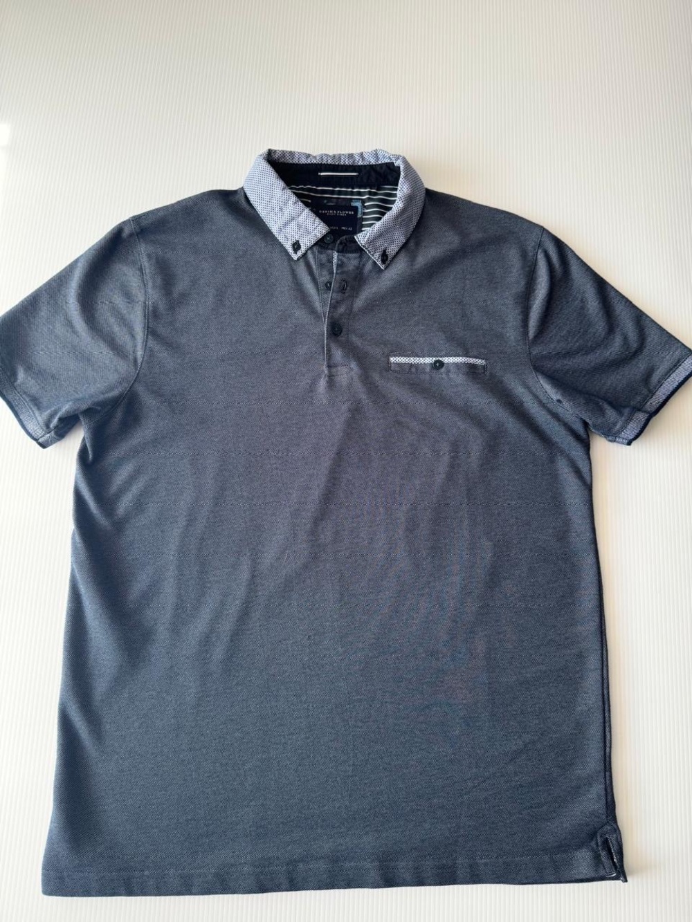 Denim & Flower Men's Charcoal Polo with Contrast Collar